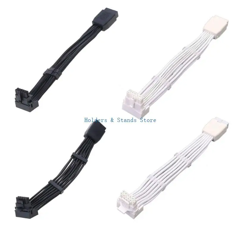 Y4UE ATX3.0 16Pin 12+4P 12VHPWR 600W Straight to Elbow Cable Black and White 15CM