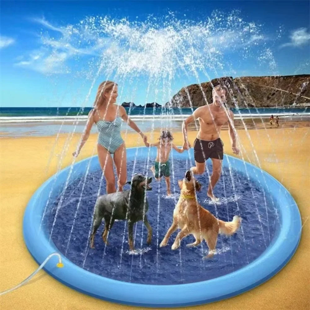 Pet Splash Pad com aspersor, piscina anti-derrapante para cães, esteira de água para crianças, brincadeiras ao ar livre, 100cm