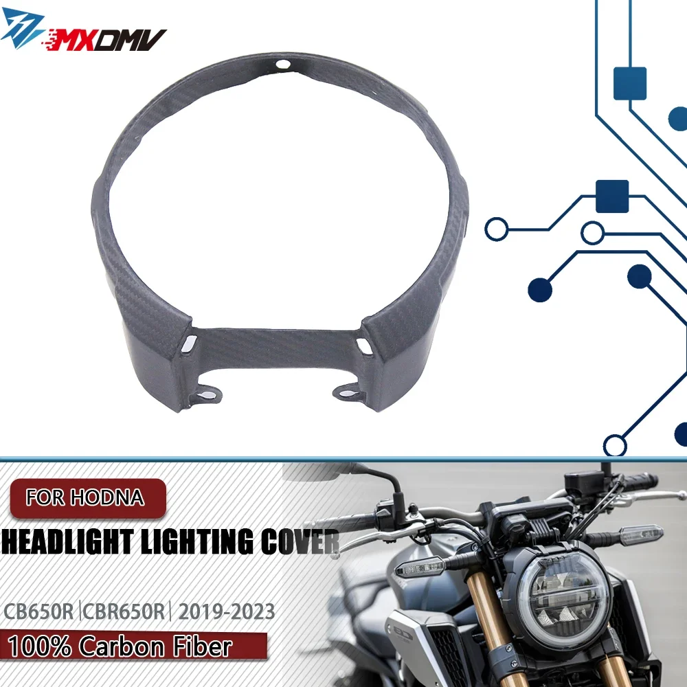 100% Carbon Fiber Headlamp Headlight Ring Decorative For Honda CB 650R CB650R 2019-2023 Motorcycle  Accessories Headlight Cover