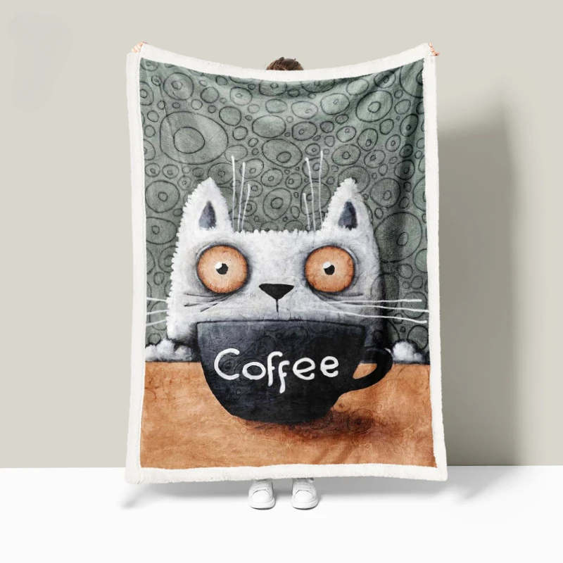 

Cat Cartoon Blankets All Seasons Lamb Fleece Blanket Student Nap Blanket Dormitory Air Conditioning Sofa