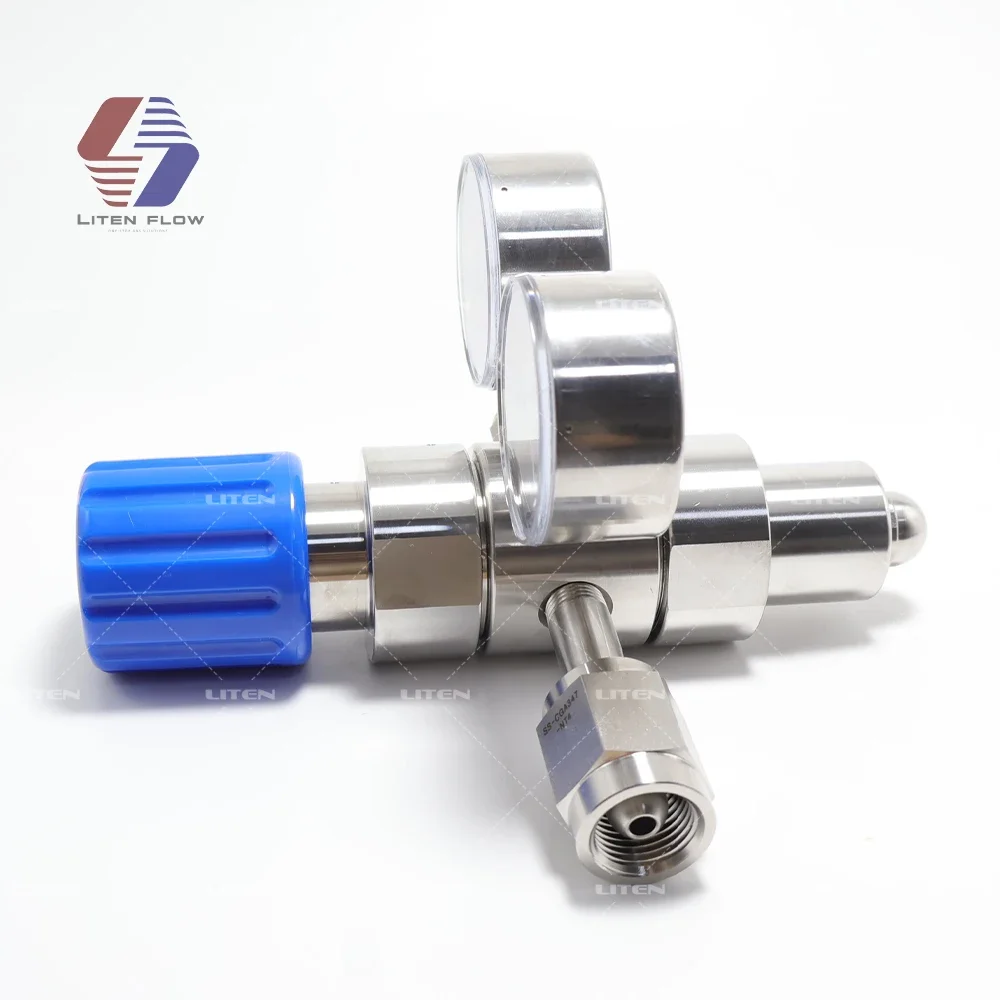 Two Stage Inert Gas Regulator 316L stainless steel 0-100 psi Analytical Cylinder Regulator with CGA-580 adpter