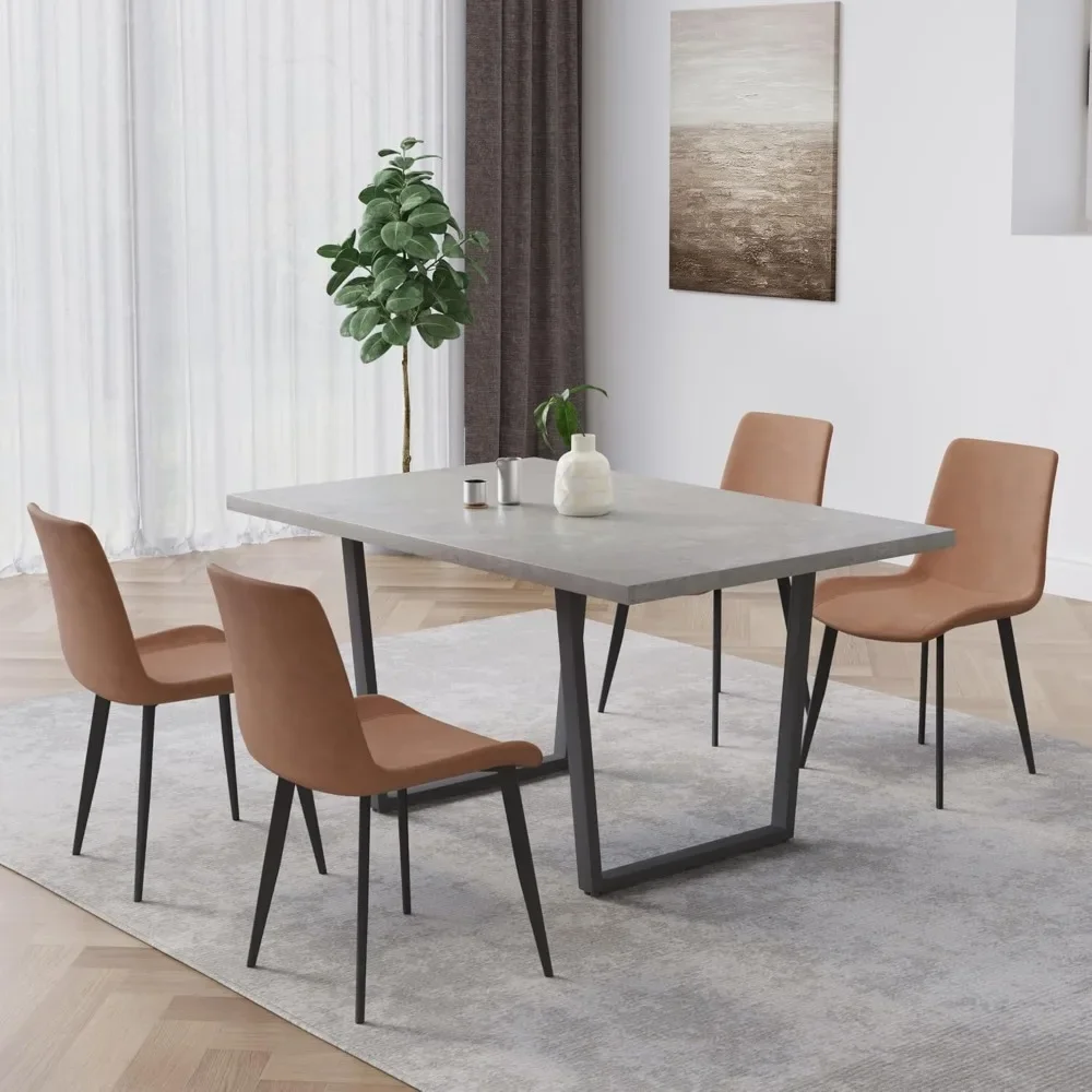 5 Piece Dining Table Set, 42.9 Inch Modern Kitchen Table and Leather Dining Chairs for Kitchen Dining Room