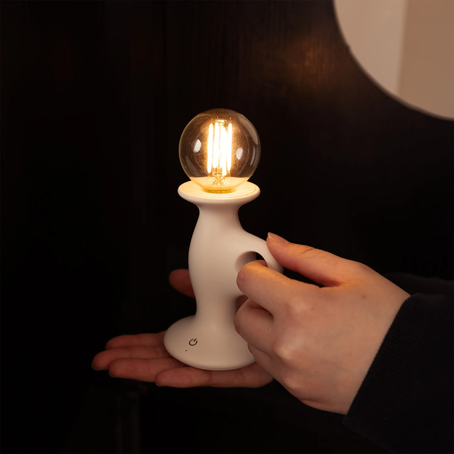 Led Night Light Retro Style Candle Shape White Black Rechargeable Light Dimmable Room Decor ABS Led Night Light