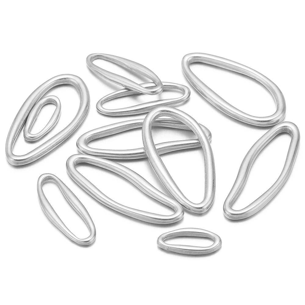 5pcs Fashion Stainless Steel Irregular Oval Charms for Necklace Connectors Earrings Making DIY Jewelry Accessories Supplies