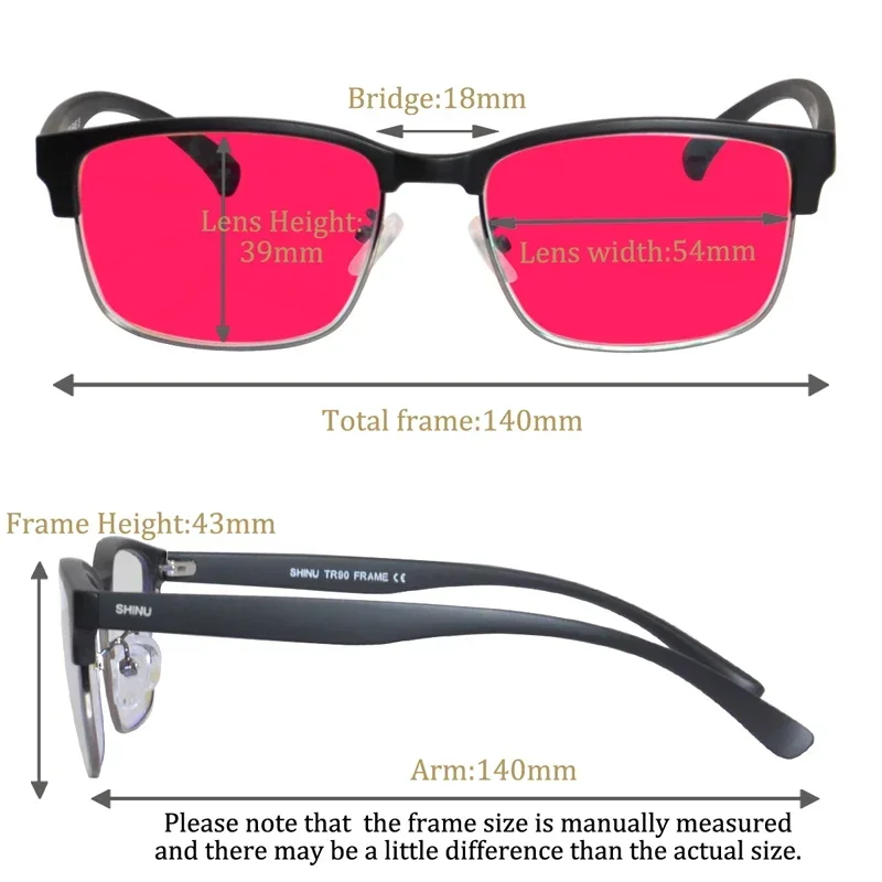SHINU Red-Green Color Blind Glasses, Color Correction Sunglasses, Custom Prescription Colorblindness Eyeglasses