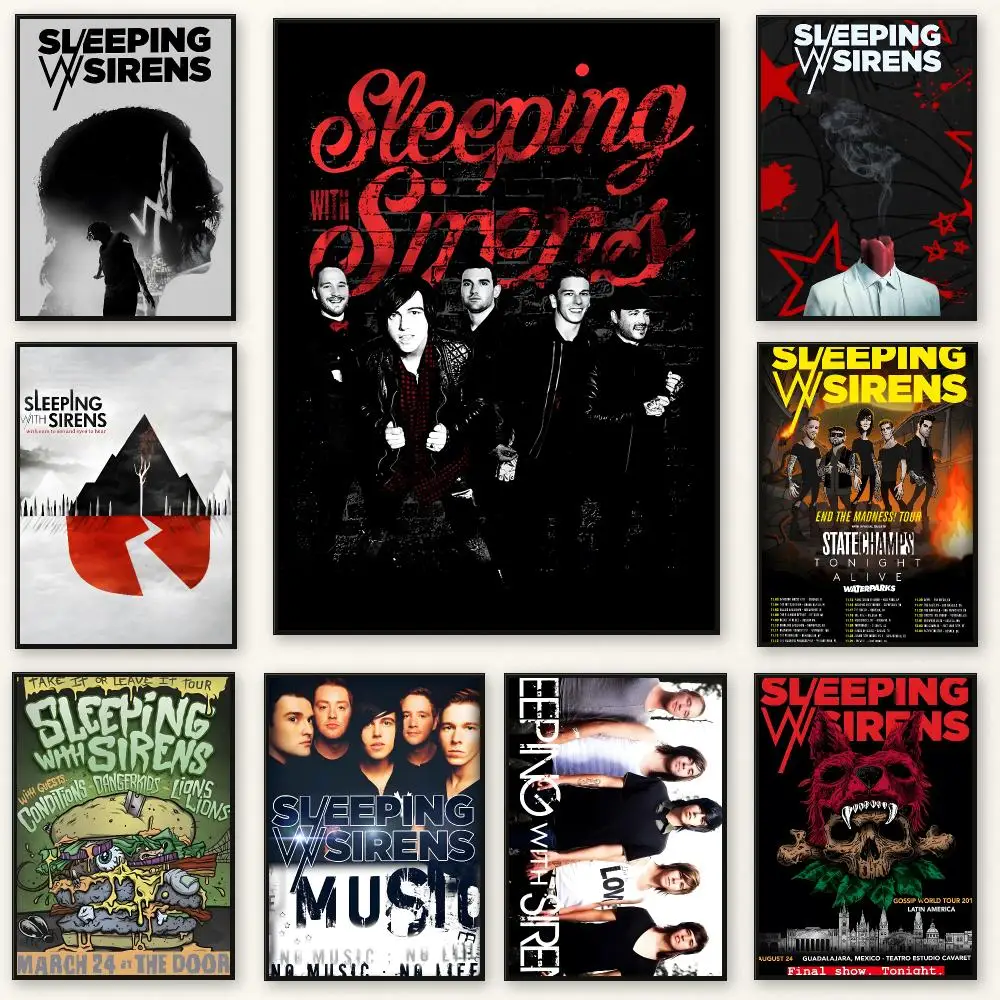 Post-hardcore Band S-Sleeping With Sirens Poster Frameless Peel-and-Stick Removable Wall Art Print