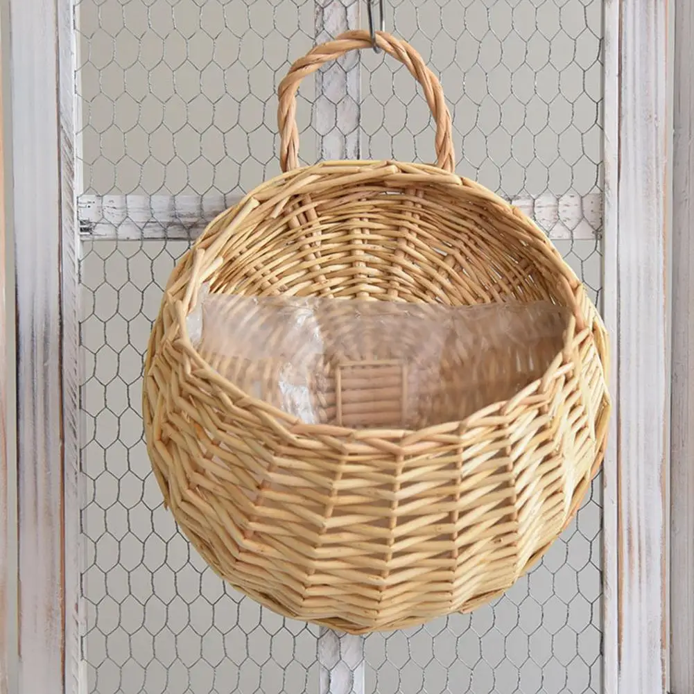 Handmade Rattan Hanging Flower Pot Balcony Dried Flower Wicker Basket Decoration