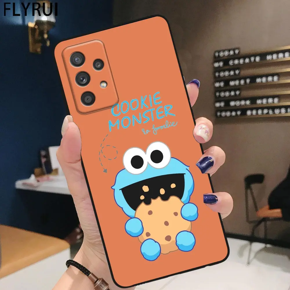 Custodia per telefono per Samsung S7 S8 S9 S10 4G Lite S10e S20 S21 FE S22 S23 Plus custodia Ultra 5G Capa Para Cute Cookies ELMO Sesame Street