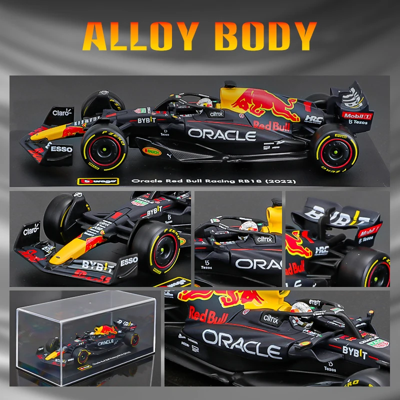 Bburago 1:43 Driver\'s Helmet Version 2022 Red Bull RB18 #1 Max Verstappen #11 Formula F1 Racing Static Diecast Alloy Model Car