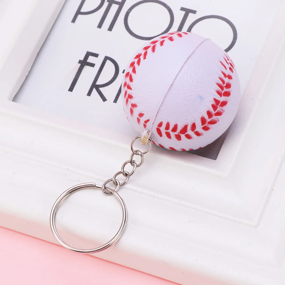 12PCS Baseball Shape Key Ring Sports Foaming Softball Keychain Charm Decorative Baseball Bag Pendant