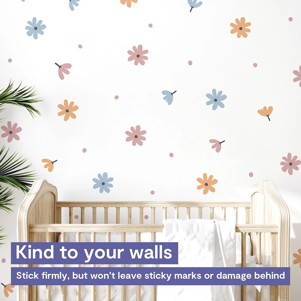 Colorful Daisy Flower Wall Stickers for Kids Rooms Baby Nursery Room Interior Home Decoration Girls Bedroom Boho Style Decal