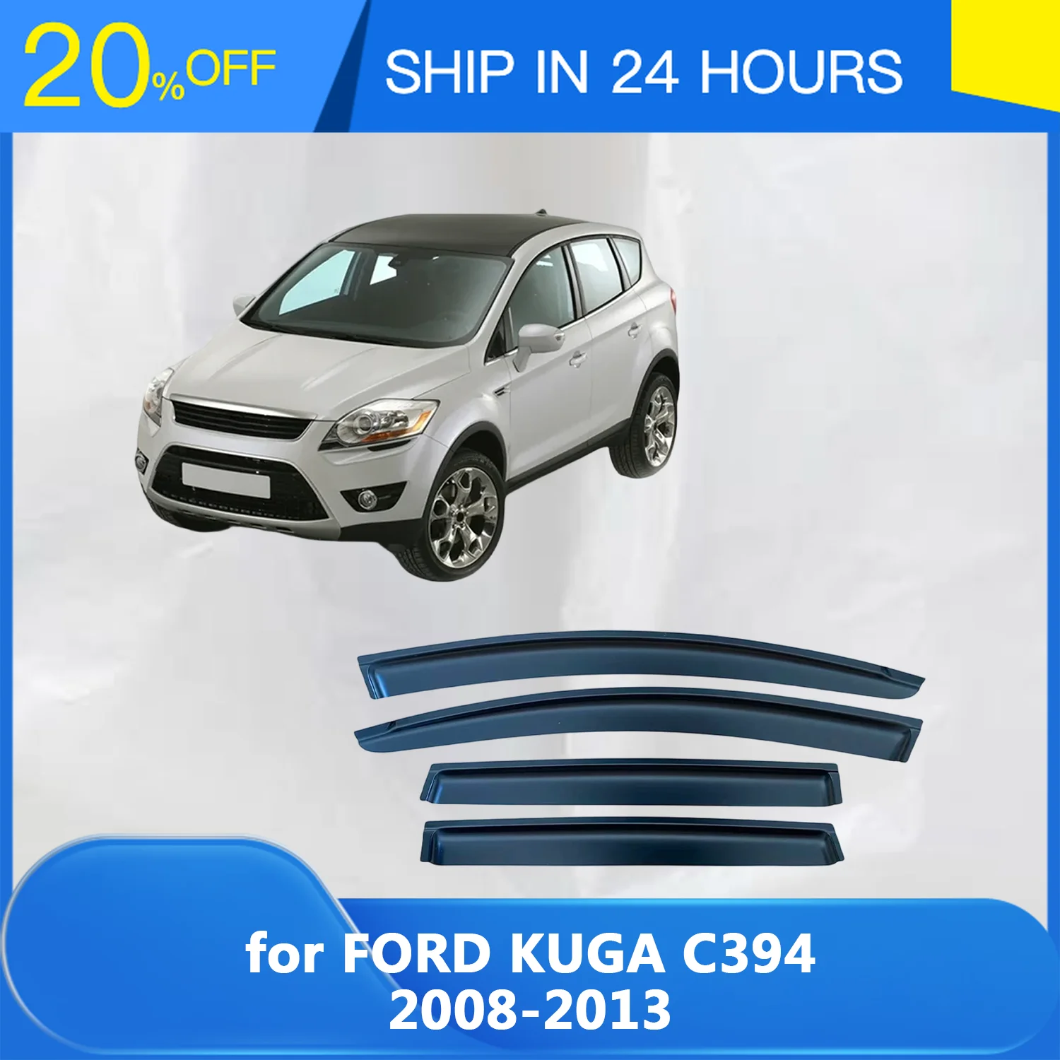 Новый дефлектор окон для Ford KUGA C394 2008-2013, защита от дождя, боковой вентиляционный дефлектор, накладка на внешнюю сторону, защита от непогоды.