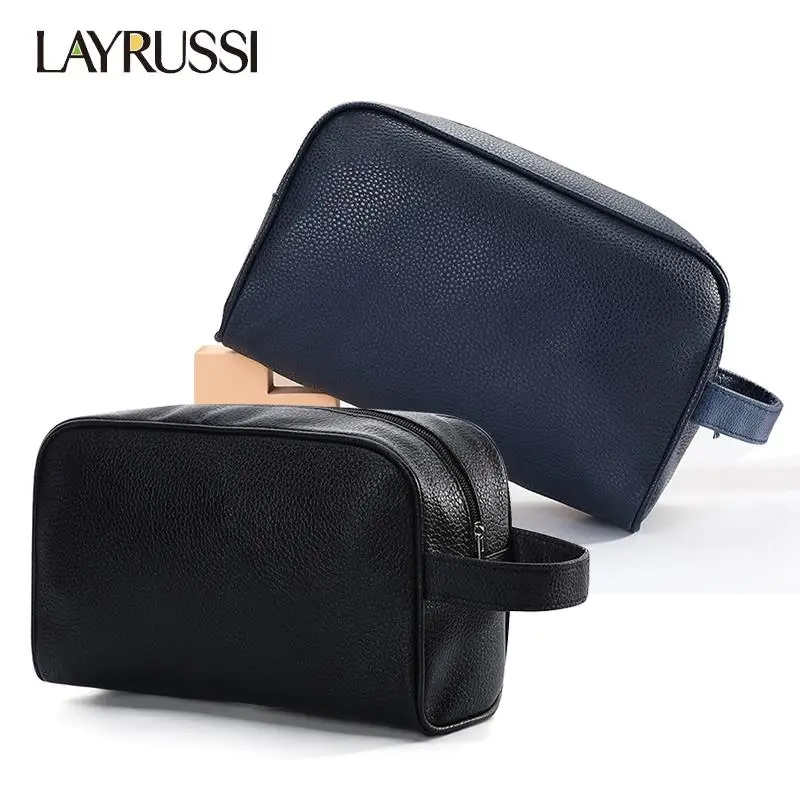 

LAYRUSSI Women Cosmetics Organizer Storage Bag Travel PU Leather Toiletry Bag for Men Travel Cosmetic Bag Zipper Makeup Bag