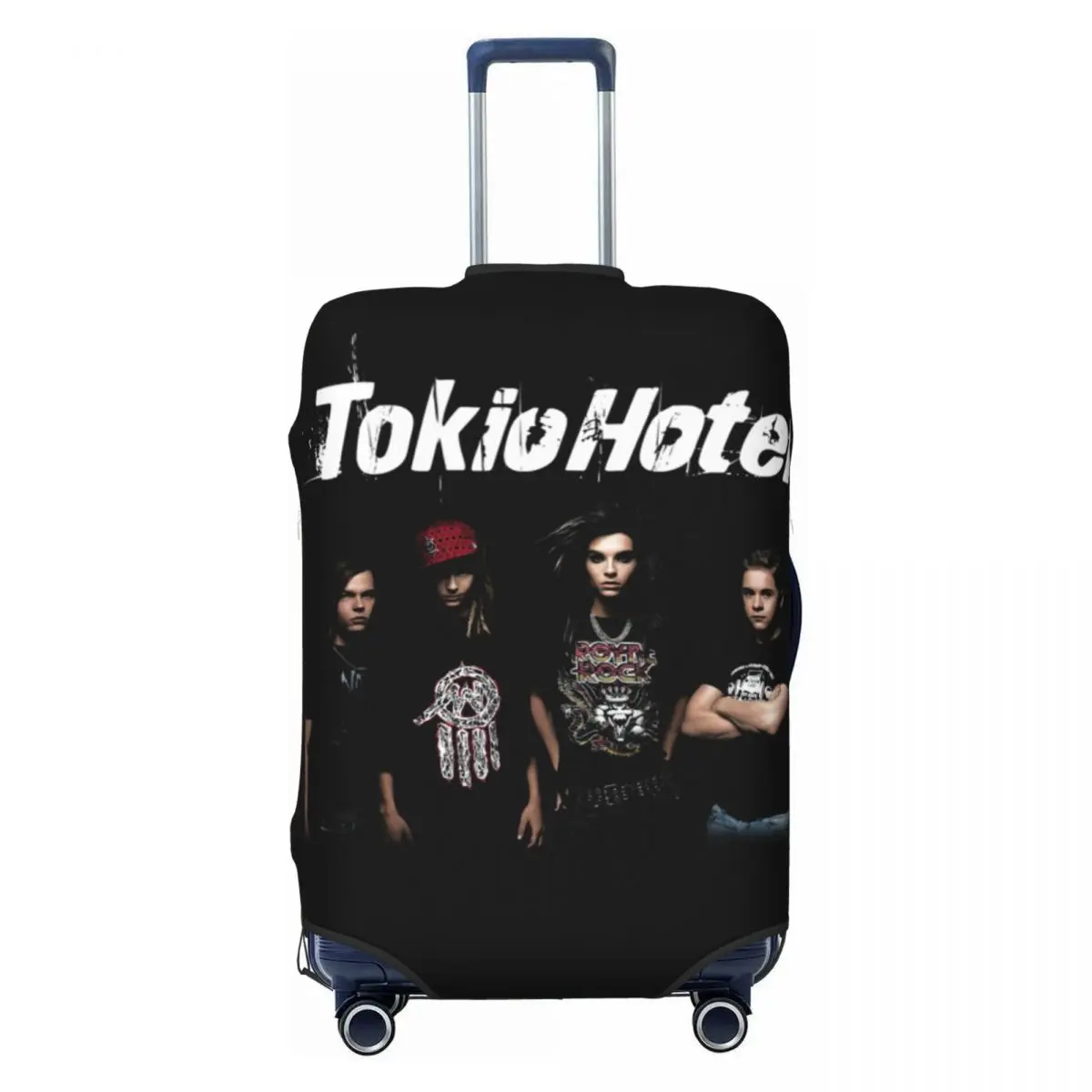 

Custom Tokio Hotel Band Travel Luggage Cover Elastic Pop Rock Suitcase Cover Protector Fit 18-32 Inch