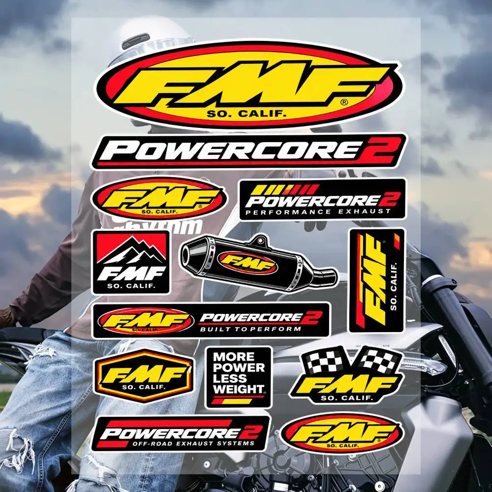 FMF POWER-R-COR-R-E2 Sticker Sheet Waterproof Vinyl Decals Racing Logo Stickers For Moto Helmet Car Bike Laptop Stickers