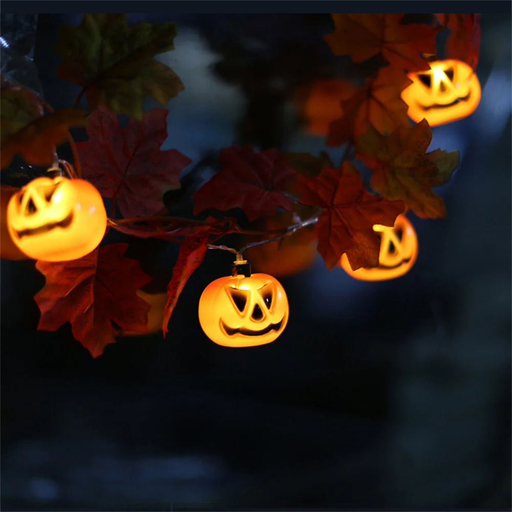 10/20 LED Pumpkin String Lights Bttery Operated Maple Leaf Fall Garland Lights  for Halloween Indoor Outdoor Party Decor