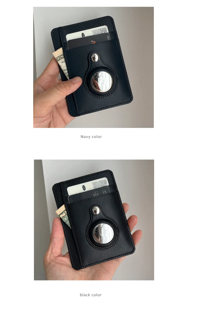 Individuell Bedruckte Italienische Kartuiertasche aus Pflanzlich Gegerbtem Leder für AirTag, Schlanke Geschenkidee für Männer, Dropshipping – Detail 4