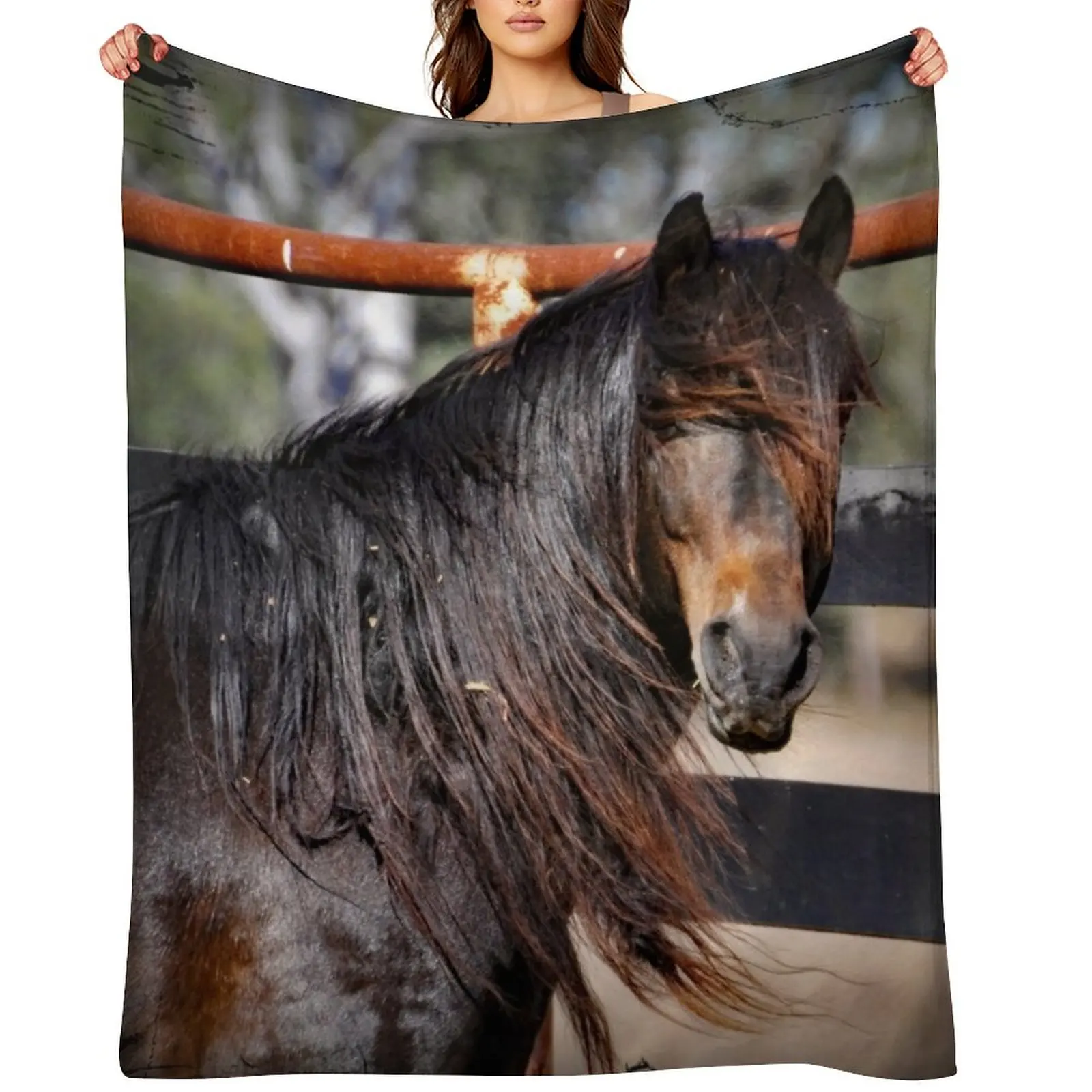 

Australian Brumby Stallion. BRUMBY. Throw Blanket Personalized Gift Bed funny gift Furry Blankets