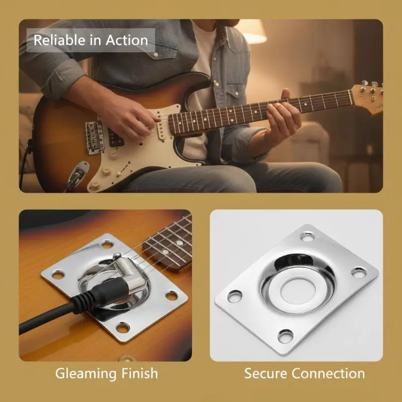 Quadratische Metall-Gitarren-Ausgangsbuchsenplatte, hochwertiges Legierungsmaterial, Ersatzteil für Anfänger-Gitarren, für den Heimgebrauch und zur Reparatur. – Detail 1