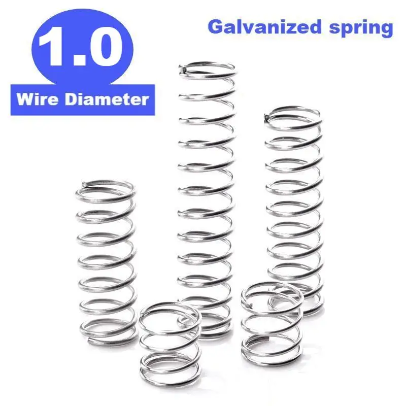 

Galvanized Compression Micro Spring, Return spring,Wire Dia 1.0mm,Outer Dia11/12/13/14/15/16mm,Length 60/70/80/90/100mm.