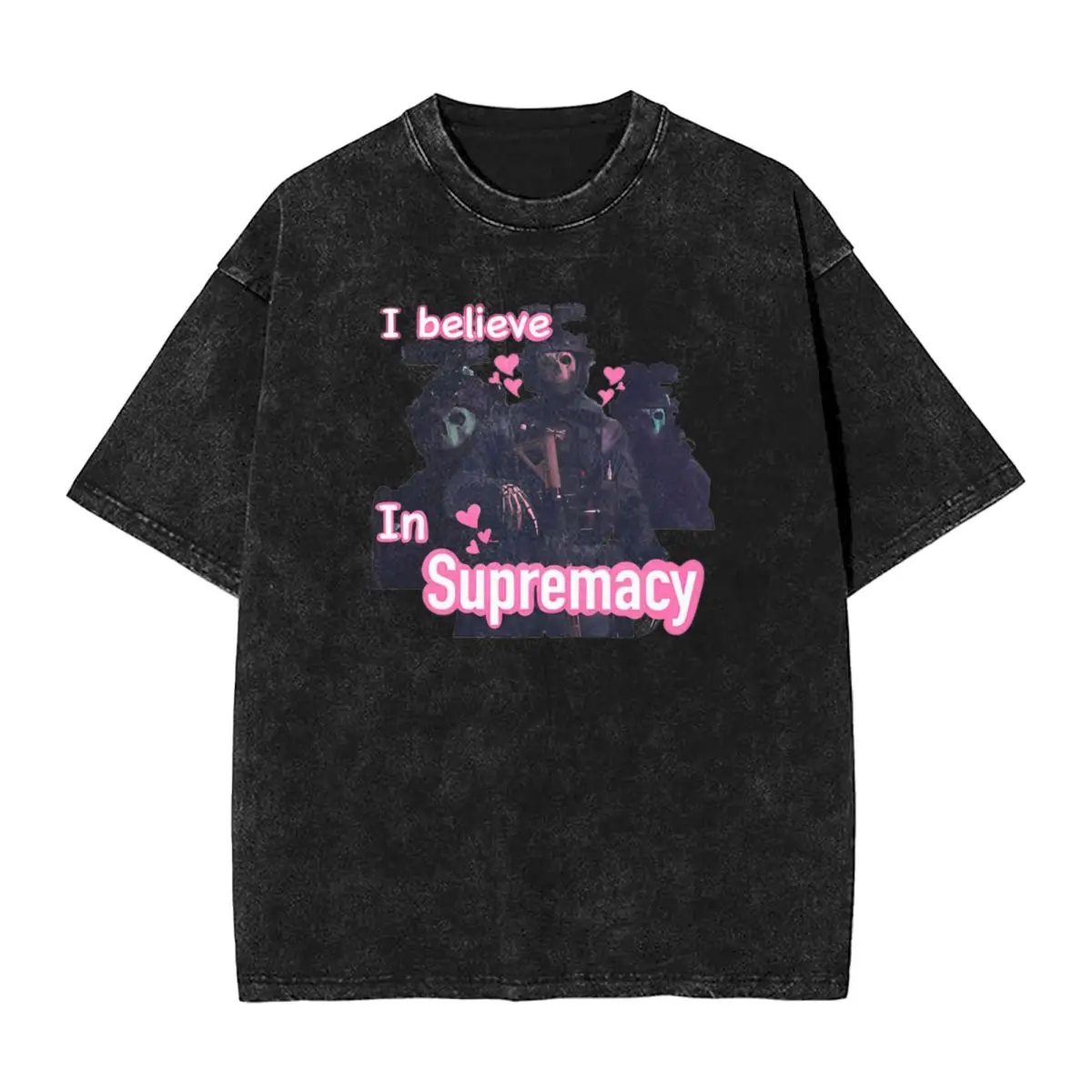 Call Of Dutys I Believe In Supremacy Washed T Shirt Streetwear Hip Hop T-Shirt Game Tees Tops for Men Women High Street Summer