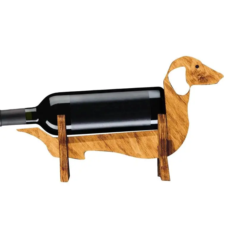 Dachshund Wine Bottle Holder Wine Rack Freestanding Creative Wooden Wine Storage Table Centerpieces For Home Decor & Countertop