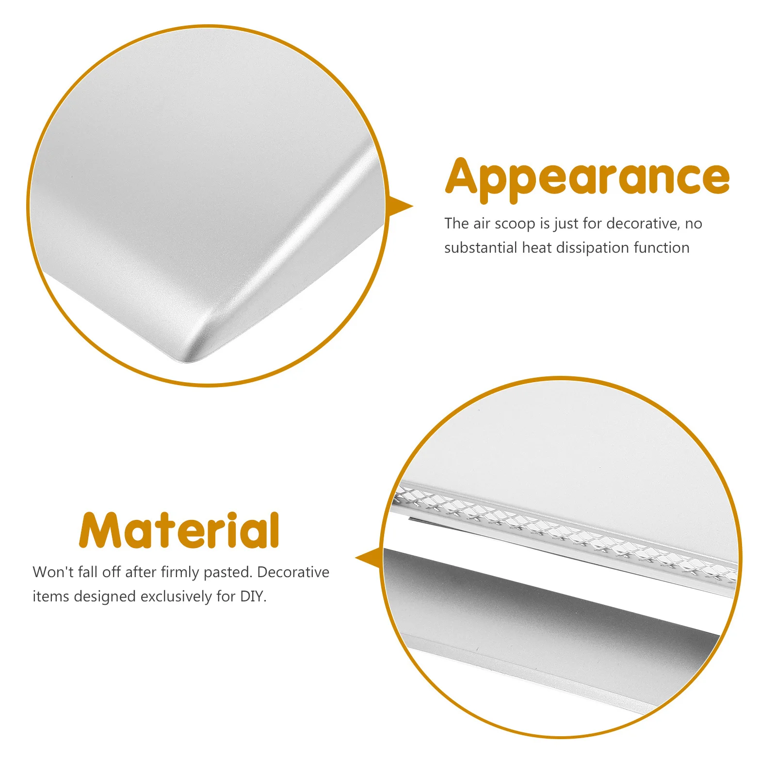 

Universal Car Hood Scoop Sticker Black Realistic Air Intake Design for DIY Decoration Racing Style Fit All Vehicles Body Roof