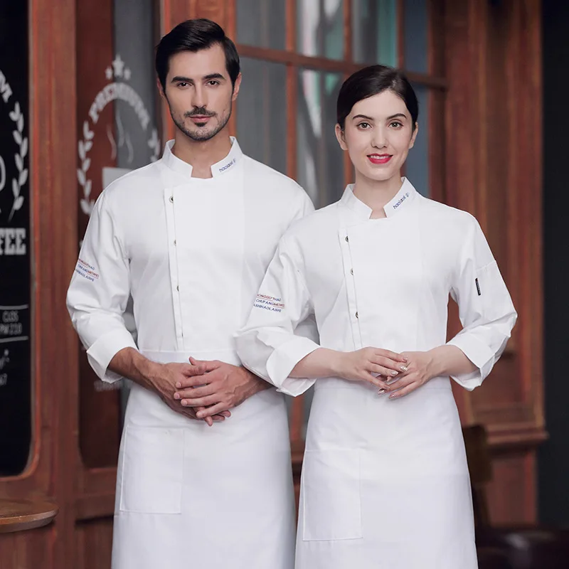 Tuta da cuoco abbigliamento da cucina autunno e inverno da uomo ristorante occidentale Chef uniforme da cuoco traspirante manica lunga