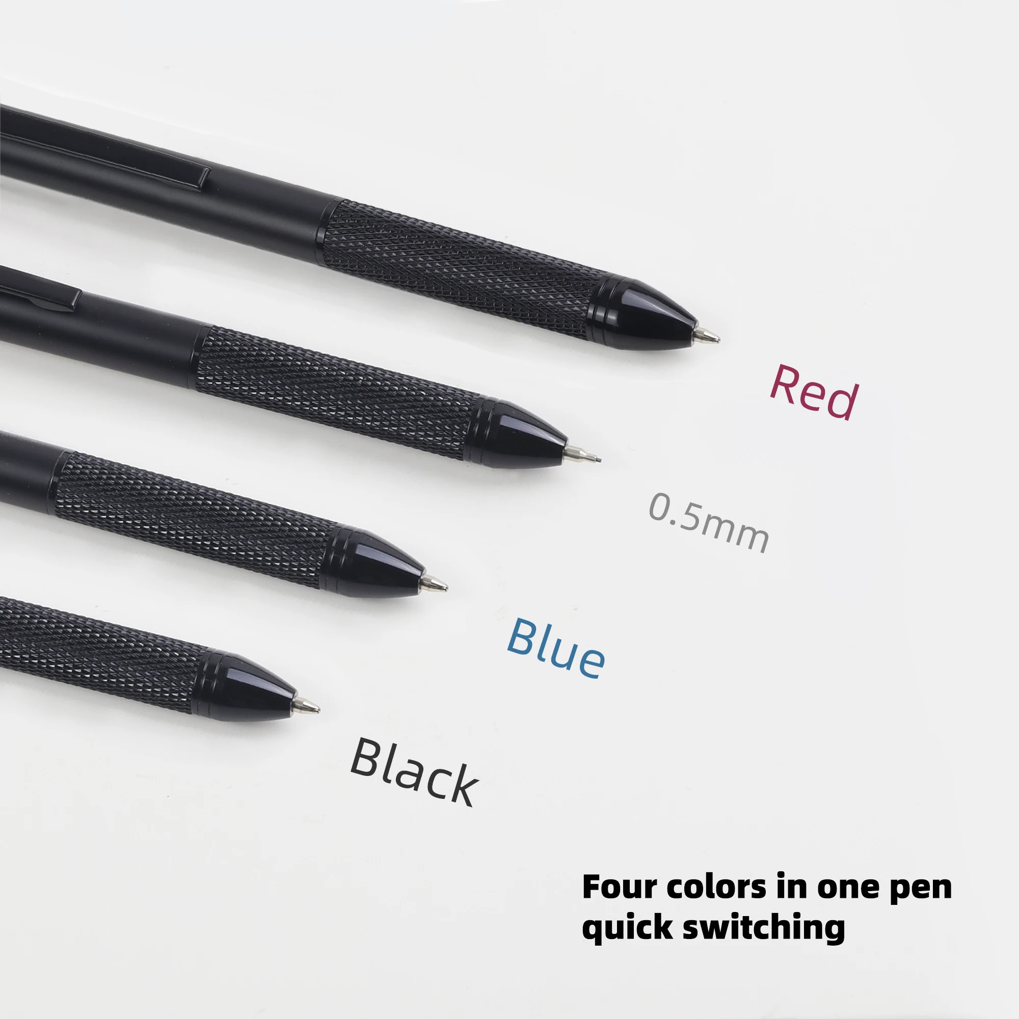 1 pc/1 set 4-in-1 multifunctional metal pen, black, blue red and pencil refill, essential for business people