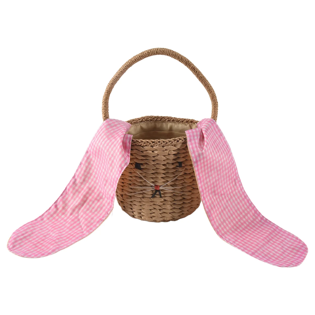 Borsa a secchiello in rattan UNCL per bambini e adulti, borsa in paglia da spiaggia, borsa a tracolla, borsa a mano con orecchie da coniglio