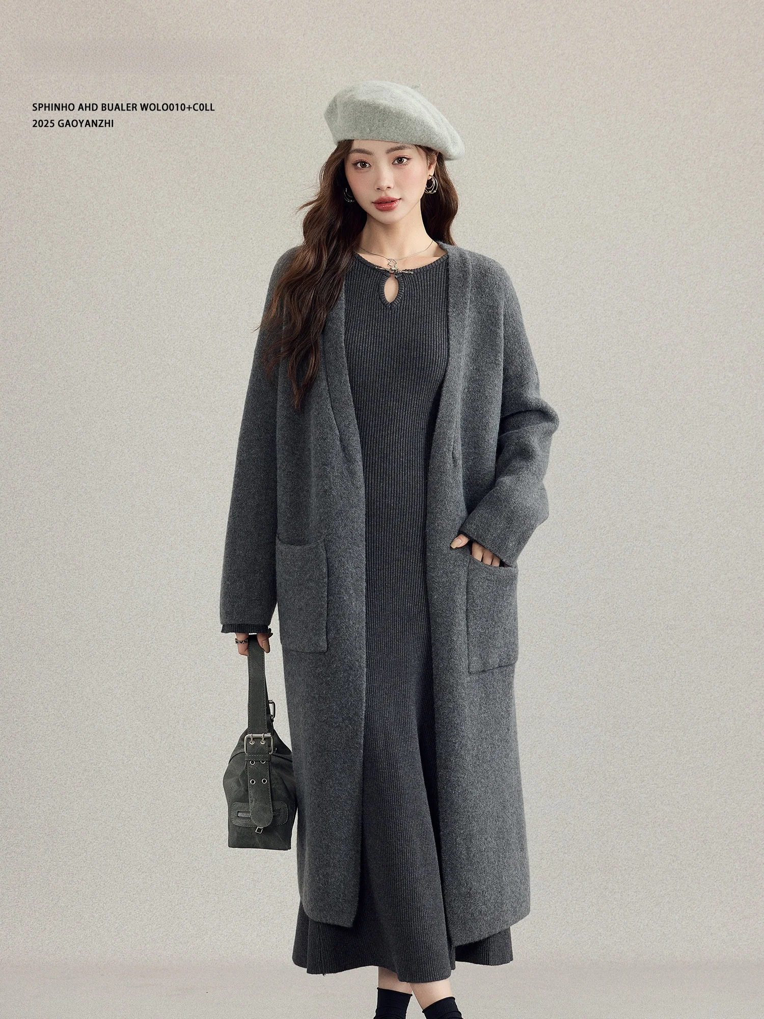 

Женский вязаный кардиган свободного кроя с V-образным вырезом, длинными рукавами, средней длины, в корейском стиле, осенне-зимний, теплый, с эффектом согревания