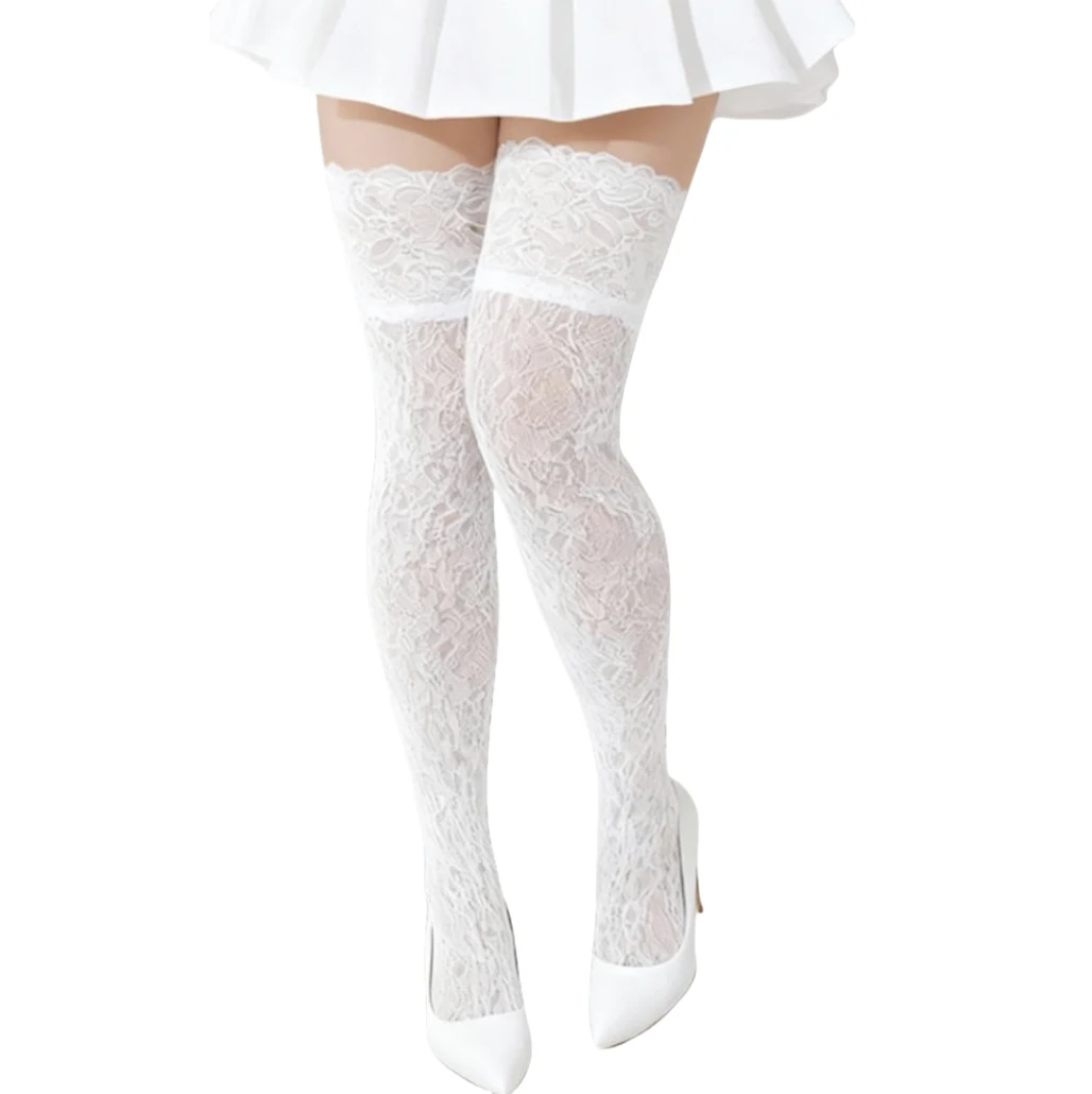 

France Lace Edge Stockings Erotic Over Knee Socks for Women Lingerie Black White Color Stocking Sexy Lencerias Calcetines Medias