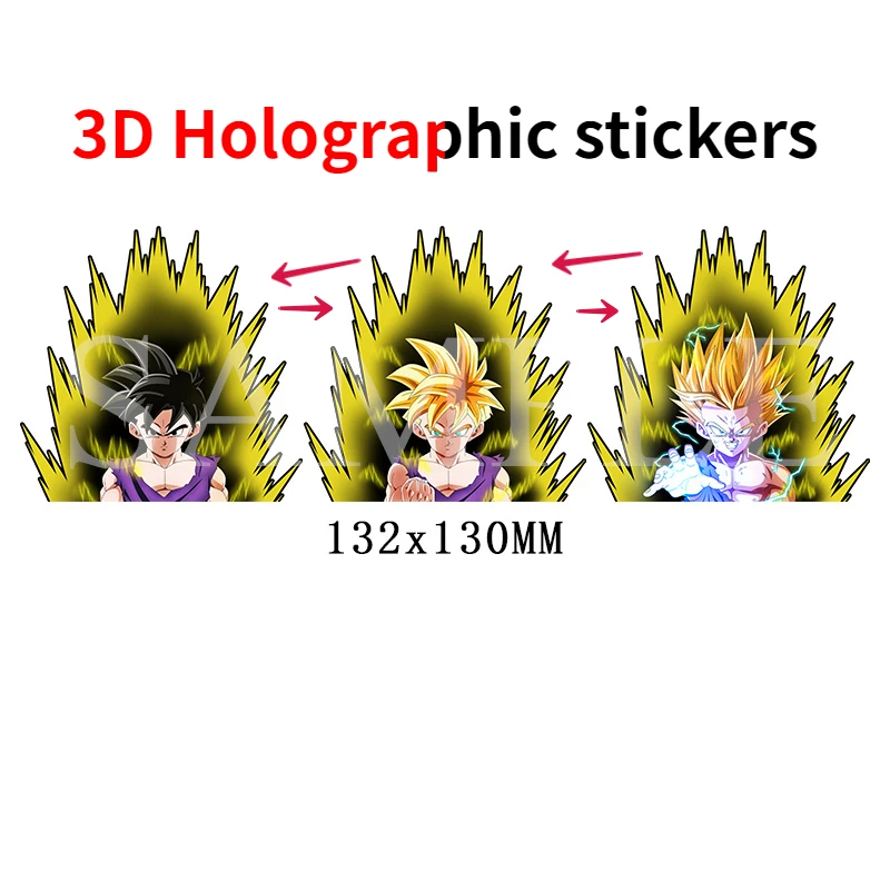 3D holográfico adesivo de dragon ball, songoten, dinâmico, magia, criativo, impermeável, etiqueta de carro, notebook, decoração de bagagem, 1pc