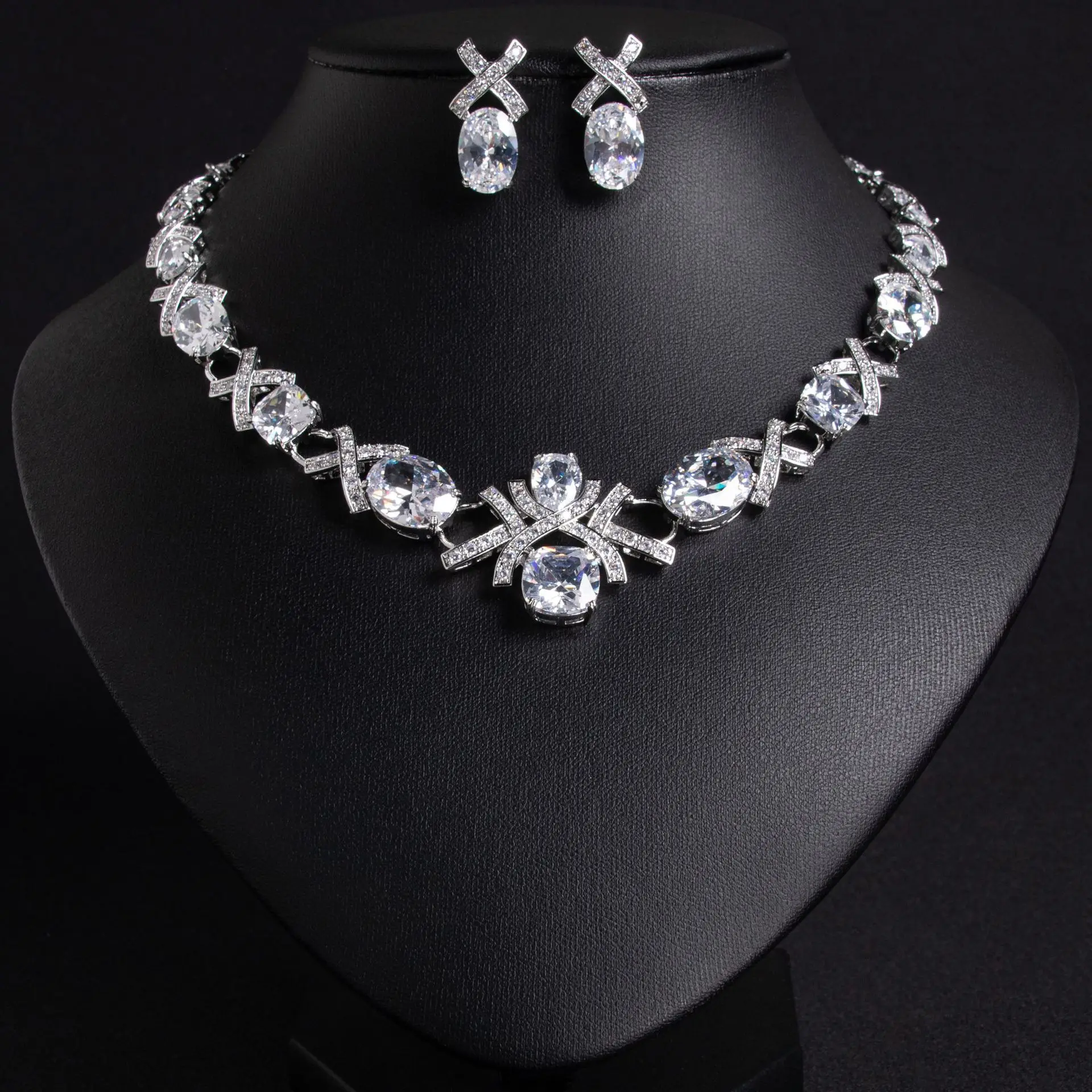HIBRIDE Nuovo Premium Feeling colorato traslucido Gemma donne abito da sposa accessori gioielli set nuziale partito sera S-545