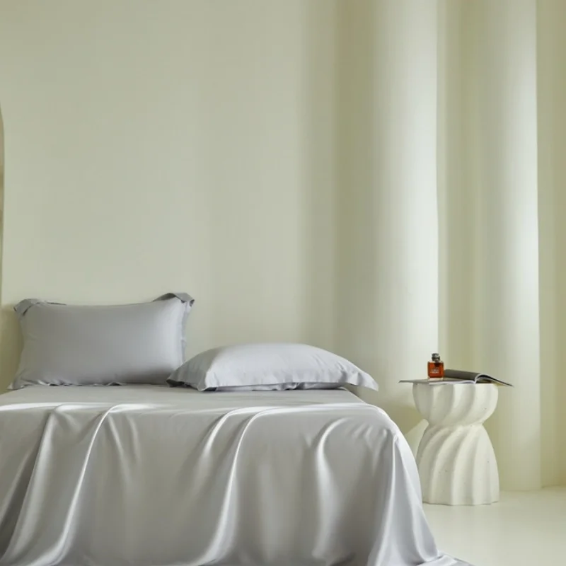 King-Size-Eukalyptus-Lyocell-Flachlaken, sommerliches, seidiges, kühlendes Oberblatt, Tagesdecke, einfarbige Doppelbettwäsche für Zuhause, 108 x 102 Zoll, 1 Stück