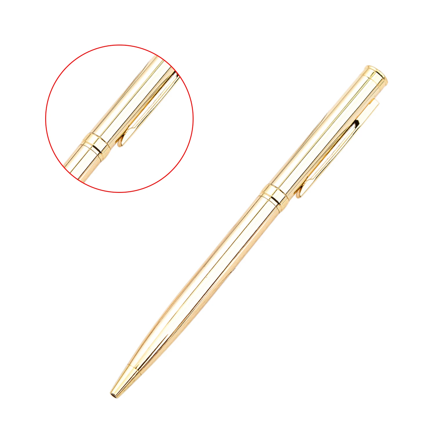 قلم حبر جاف معدني من الفولاذ المقاوم للصدأ ، قلم حبر جاف دوار ، مدرسة ومكتب ، نقطة كتابة براقة ، ذهبية ،