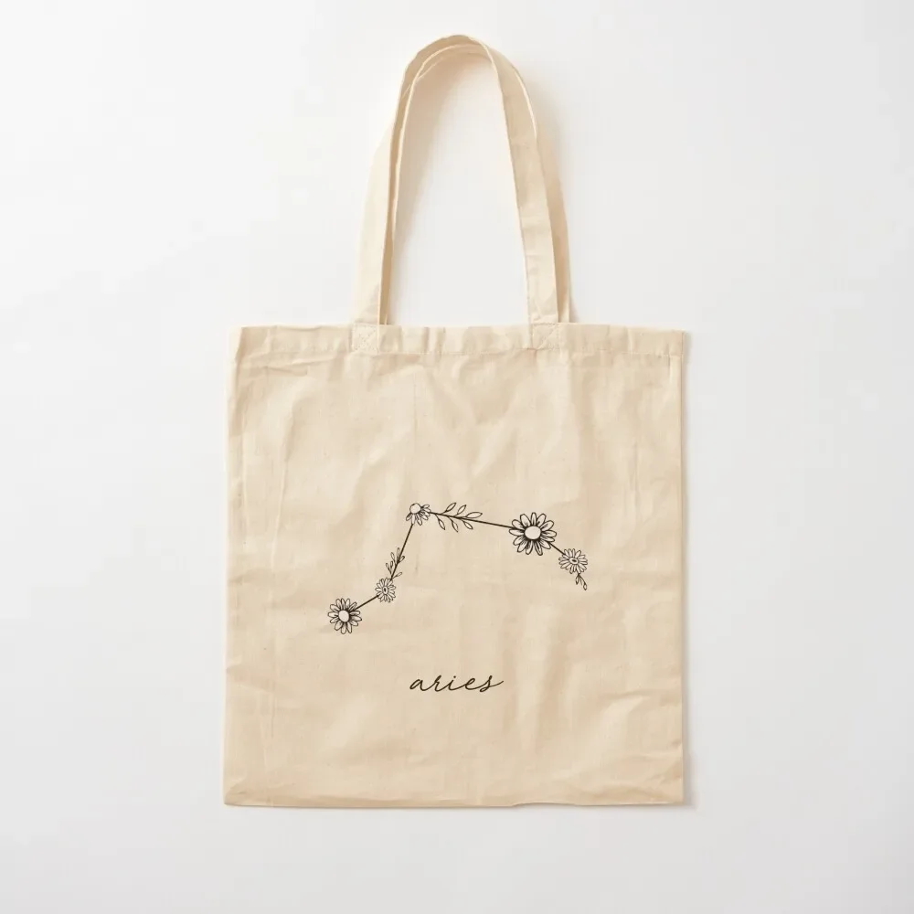 Aries Zodiac Wildflower Constellation Tote Bag bags woman 2025 Canvas Tote Bag