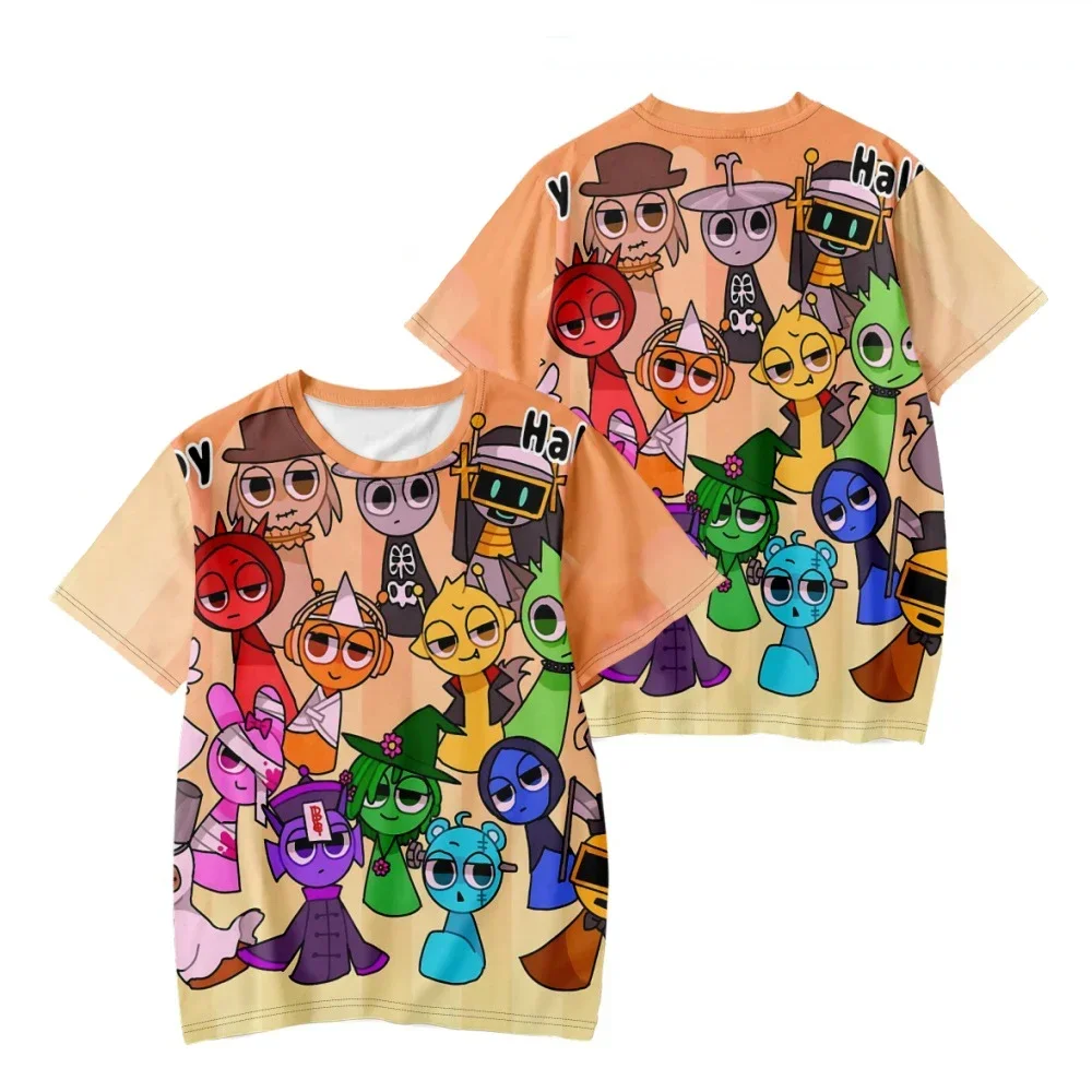 Kids Boys Girls Game Incredibox Sprunki T-shirt Short Sleeve T Shirt for 1 2 3 4 5 6 7-14 Year Children Party Clothing Tees Tops