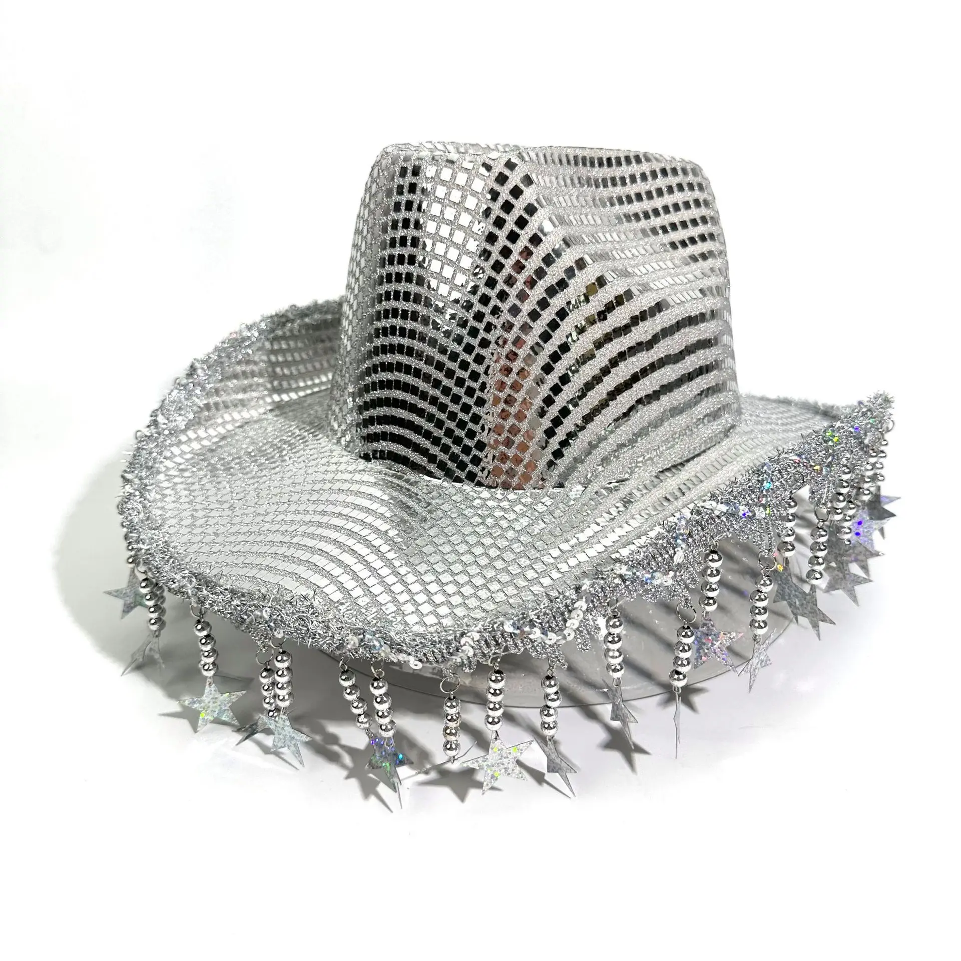 

Tassel Sparkling Western Cowboy Tassel Silver Gold Cowboy Hat Party Bridal Hat