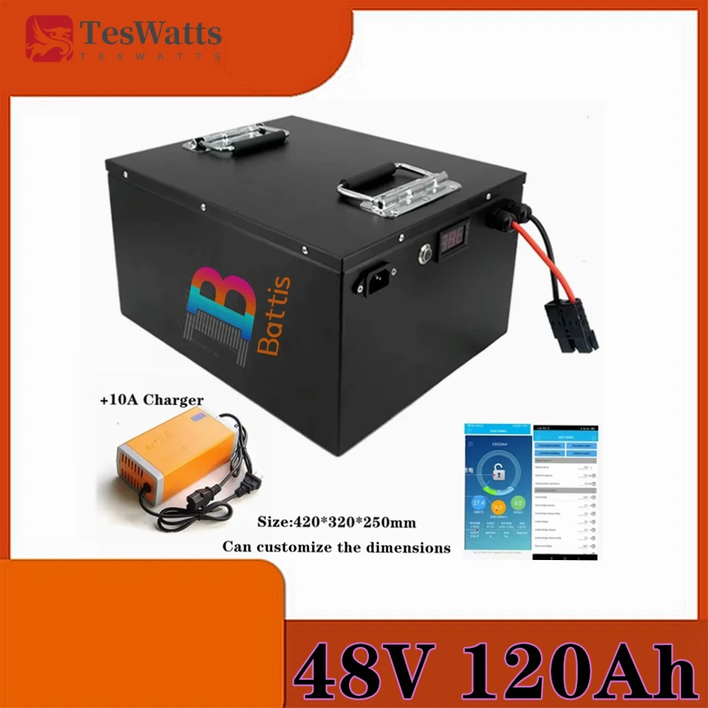 

Литий-фосфатный аккумулятор Teswatts 48 В 120 Ач Lifepo4 с высококачественным зарядным устройством BMS + 10 А