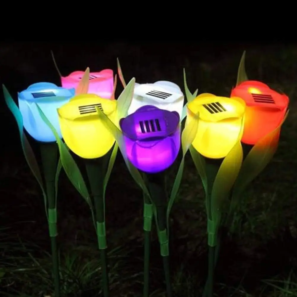 1-10PCS Solar Powered Tulip Ground Stake Light LED Garden Decorative Outdoor Landscape Lamp for Patio Yard Pathway