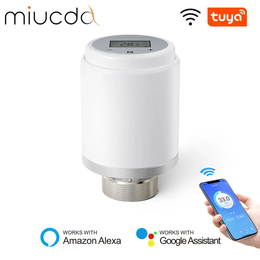 MIUCDA-termostato inteligente programable para el hogar, válvula de radiador TRV con WiFi, controlador de temperatura para Alexa y Google Home, Tuya