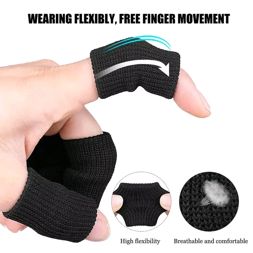 10Pcs Finger Safety Sleeves Gloves For Thumb Splint Brace For Arthritis Breathable Elastic Finger Tape For Basketball Volleyball