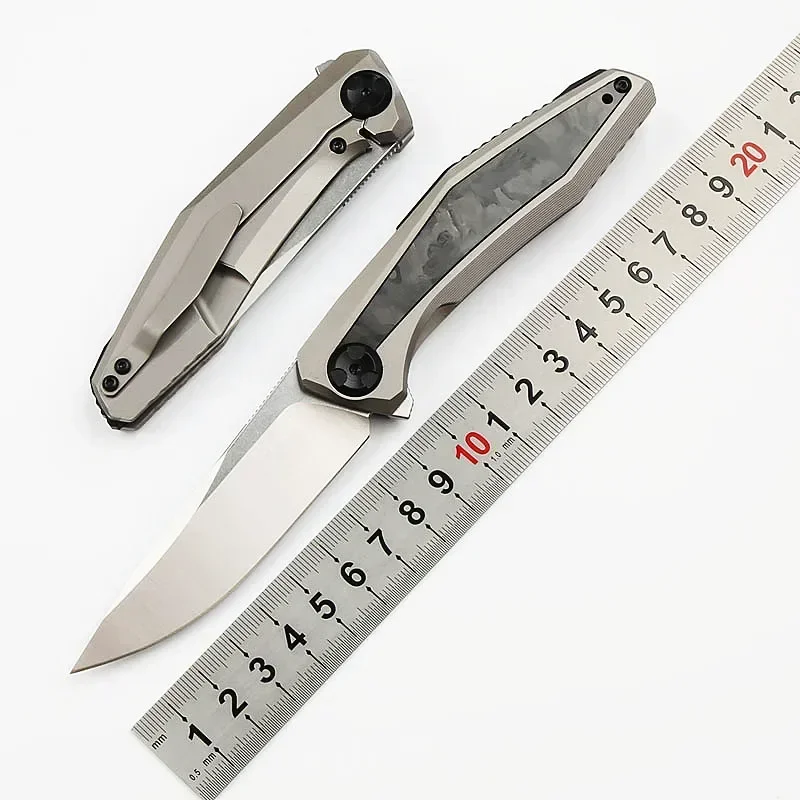 0470 Pocket Folding Knife 20CV Blade Ceramic Bearing Titanium+Carbon Fiber Handle Hunting Camping Survival Tool Knives