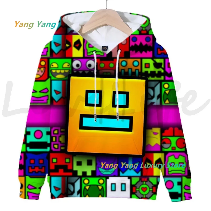 3D Print Hoodies Cartoon Game Sweatshirts Tops Christmas Kids Geometry Dash Children Long Sleeve Pullovers Coat Sudadera Gifts