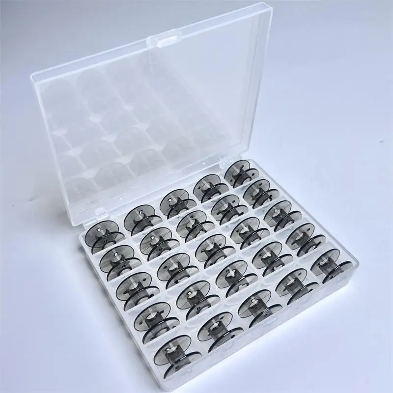 

25 Grid Clear Empty Bobbins Storage Box Or 25 Pcs Sewing Bobbins Spools With Box For Household DIY Sewing Machine Accessories