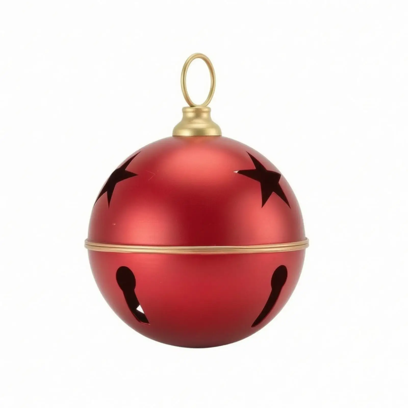 Bell Ornament with Star Cutouts Large Hanging Bell with Jute Cord Vintage Festive for Mantel, Doorway