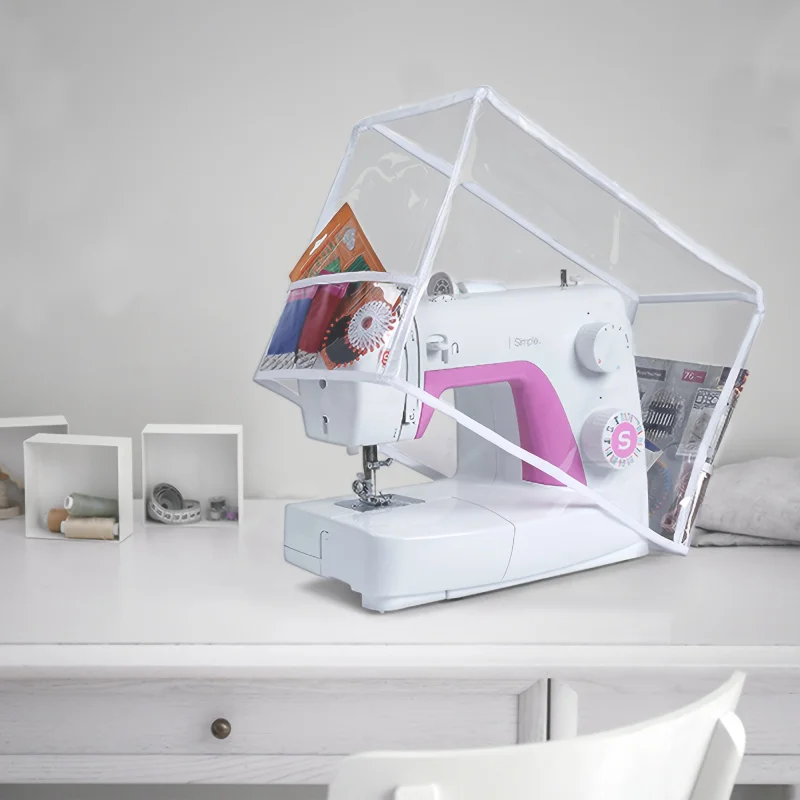 

Sewing Machine Cover with Pocket, Transparent Dust Cover, Foldable Storage Bag with Handles