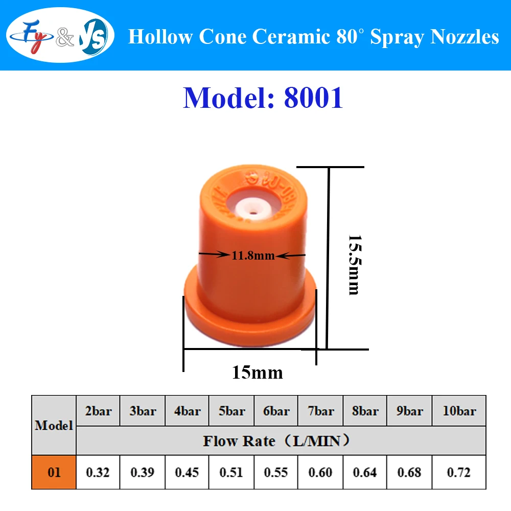 

TX-VK6 Ceramic Hollow Cone 80 Degree Agricultural Spray Nozzle High Pressure Anti-drip Fine Atomizing Tip Disassembled Easily