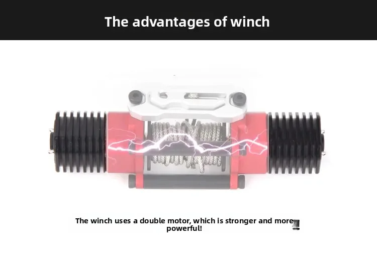 D1RC 2025 Nieuw model Lier met hoog koppel en dubbele motor 7075 Racing-grade aluminium lier Geschikt voor 1/10 RC-auto's TRX-4 Tank 300
